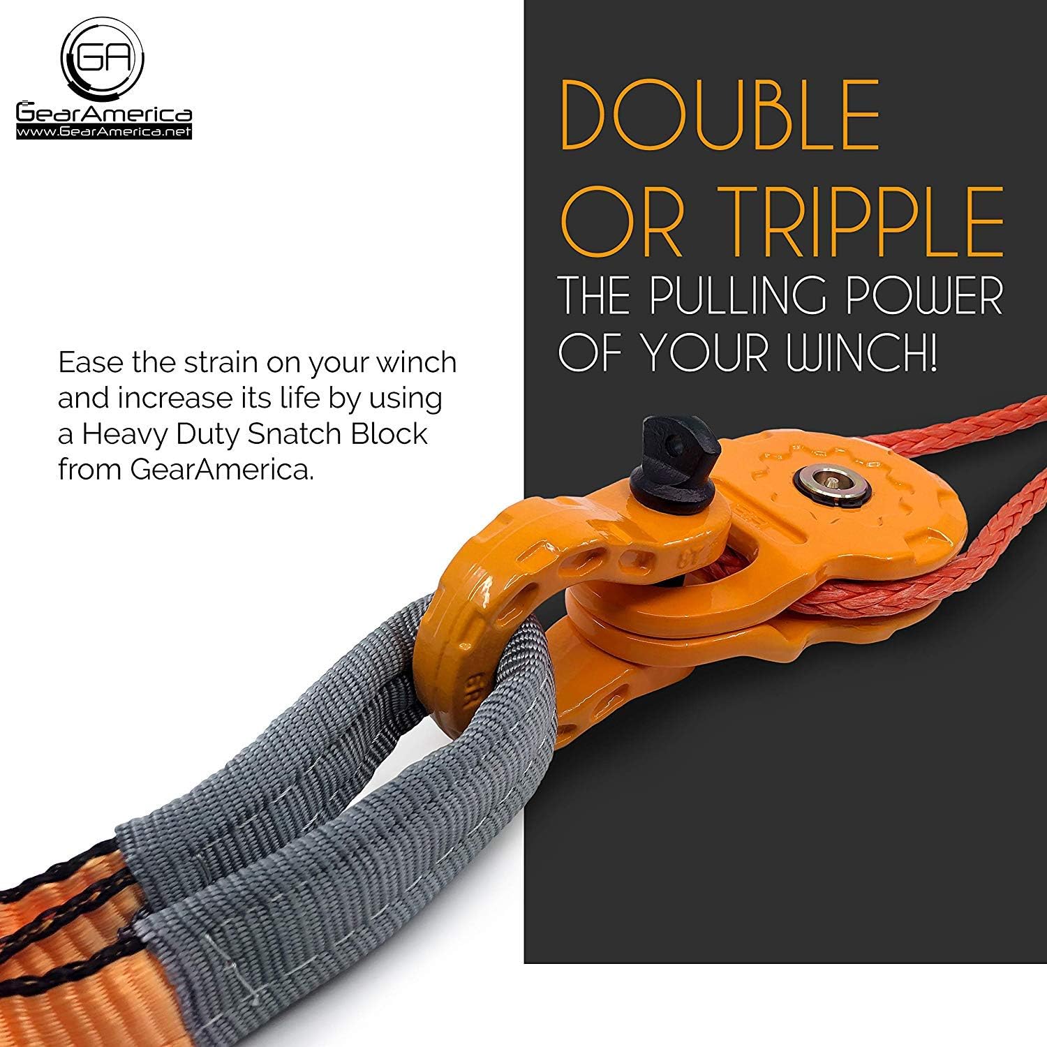  Heavy Duty Winch Pulley for Synthetic Rope or Steel Cable 2 PACK