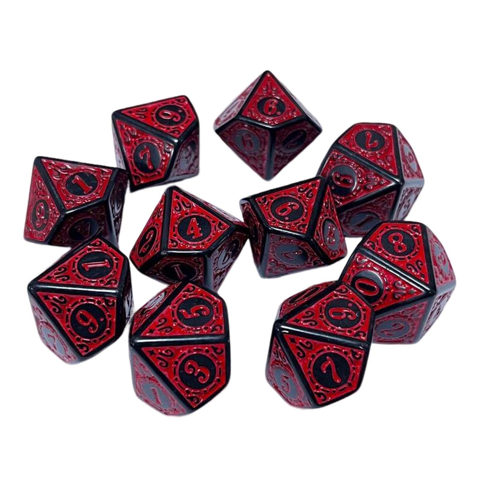 Perfeclan 10 Polyhedral Dice, Acrylic D10 Dice, Polyhedral Dice Set for RPG, Red, 16mm