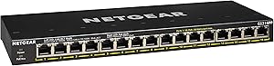 NETGEAR 16-Port Gigabit Ethernet Unmanaged PoE+ Switch (GS316PP) - with 16 x PoE+ @ 183W, Desktop/Rackmount/Wallmount, Sturdy Metal (GS316PP-100NAS)