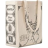 Storiarts Dracula Tote Bag – Handmade Cotton Literary Tote Featuring Bram Stoker’s Classic Text – Durable Book Tote for Readers & Horror Fans – Perfect Gifts for Book Lovers