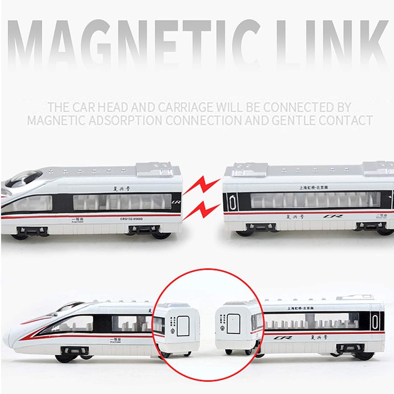 Train Model, CRH Passenger Train Set Metro Subway Railway Model Magnetic Metal Pullback travel Trian Diecast Gift - Image 5