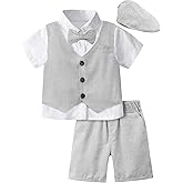 A&J DESIGN 5pcs Baby & Toddler Suit, 12 Months - 6 Years, Shirt & Shorts & Vest & Bow Tie
