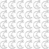 uxcell 100Pcs Alloy Open Bezel Pendants, Moon Star Open Back Hollow Frame Pendant Geometric for Resin Jewelry Making Earrings Necklace Bracelet DIY, Silver
