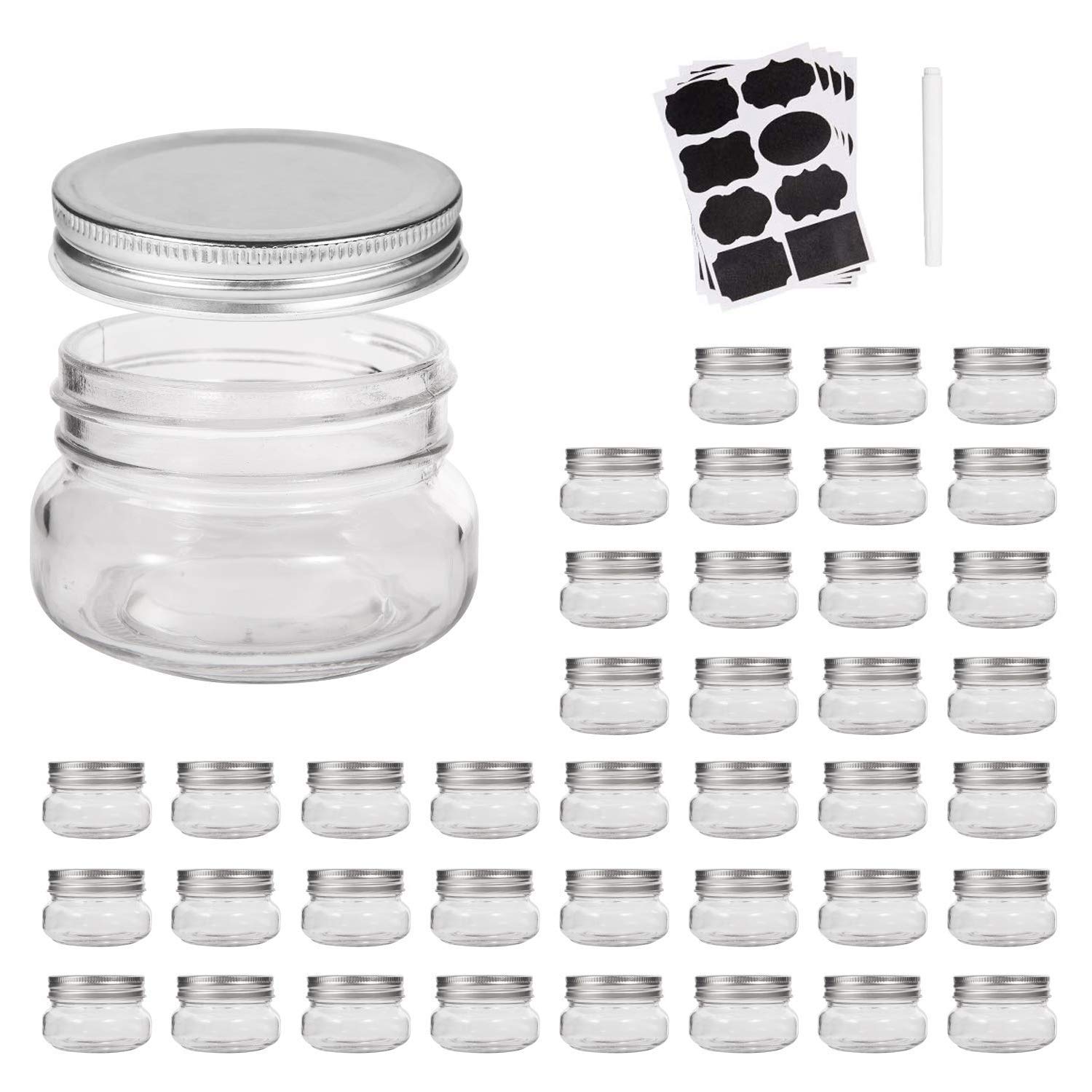 Photo 1 of Accguan Mini Mason Jars,glass jar 5OZ With Lids?Silver,Ideal for Jam,Honey,Wedding Favors,Shower Favors,40 PACK