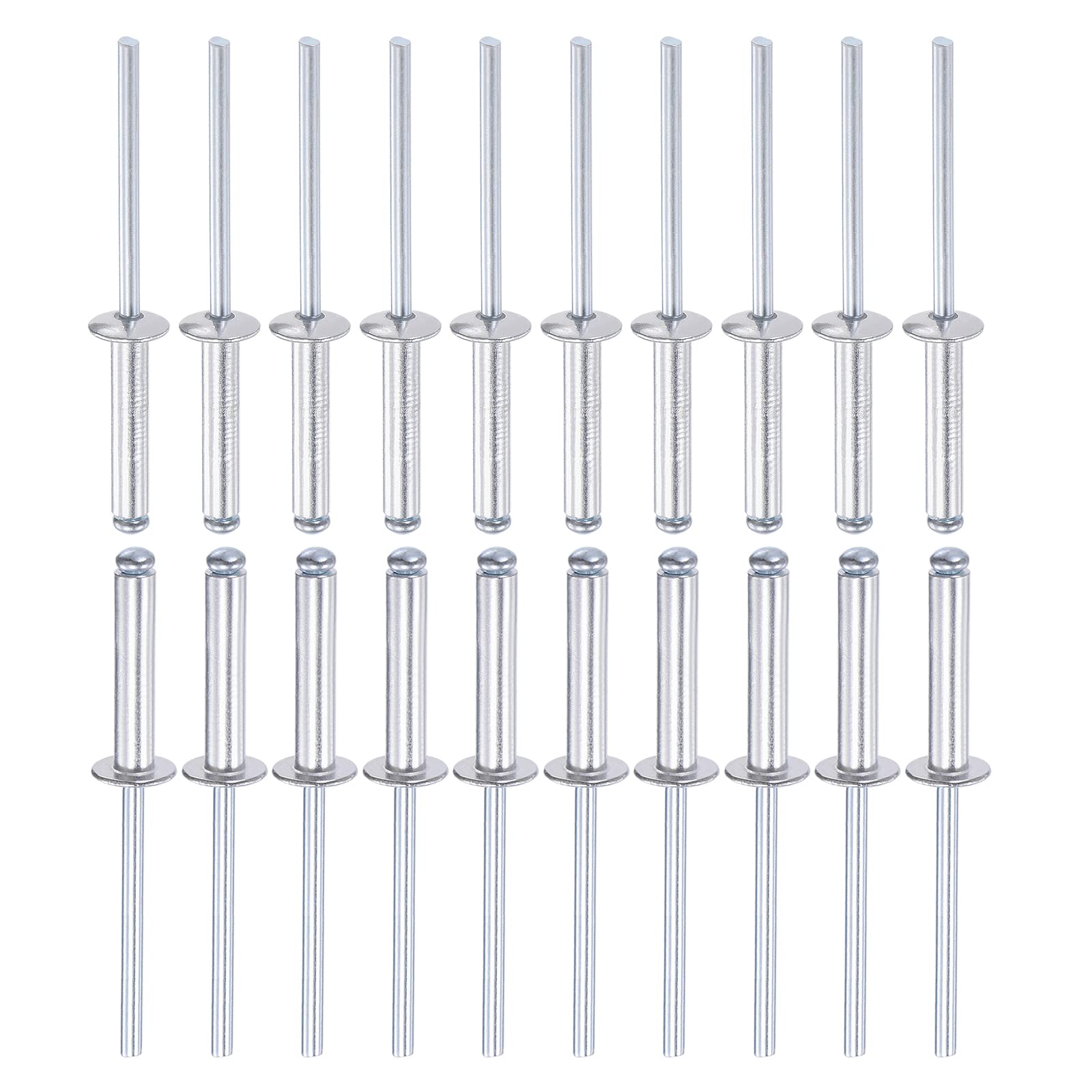 DTGN 4mm x 20mm (DXL) Blind Rivets - 60Pack - Good for Machinery Joining - Aluminum Dome Open End Rivet