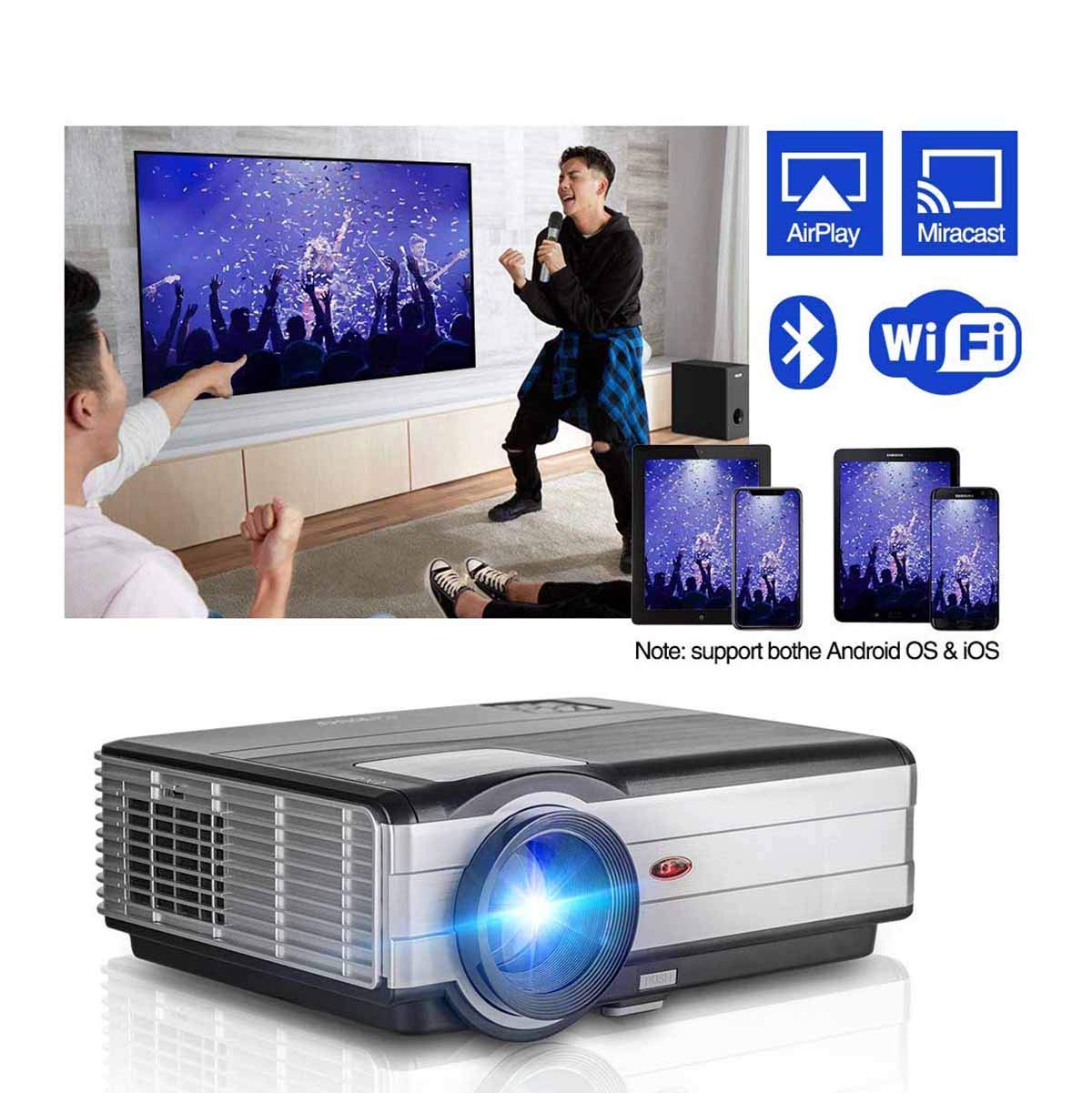 Ai LIFE Proyector Proyector inalámbrico Bluetooth WiFi HDMI 8200 ...