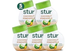 Stur Liquid Water Enhancer | Coconut Pineapple | Naturally Sweetened | High in Vitamin C & Antioxidants | Sugar Free | Zero Calories | Keto | Vegan | 5 Bottles, Makes 120 Drinks