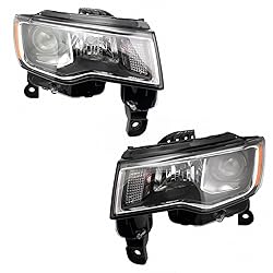 TRQ 2 Piece Headlight Assembly Set Chrome Bezel