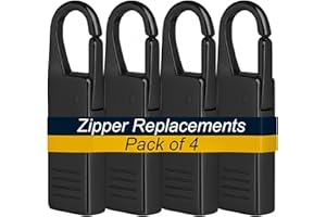 KRAFTEX Zipper Pull Replacement. 4X Zips Black Heavy Duty Replacment Zippers Pull tab for Broken Jacket Zip, Coat, Luggage, Suitcase, Backpack, Boot and More. Easy Clip on Puller Parts
