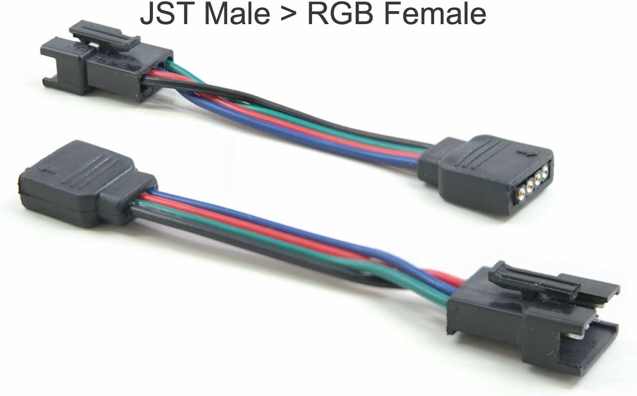 JST Male to RGB 4-Pin Female Adapter, Pair of Adapters to Connect 4-pin Male RGB to 4-pin JST Female