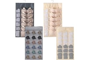 2 Pack Closet Hanging Organizer with Mesh Pockets & Rotating Metal Hanger,Dual Sided Wall Shelf Wardrobe Storage Bags,Oxford 