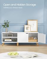 VASAGLE TV Unit 140 cm White for up to 65 inch TVs with 2 Doors view 4