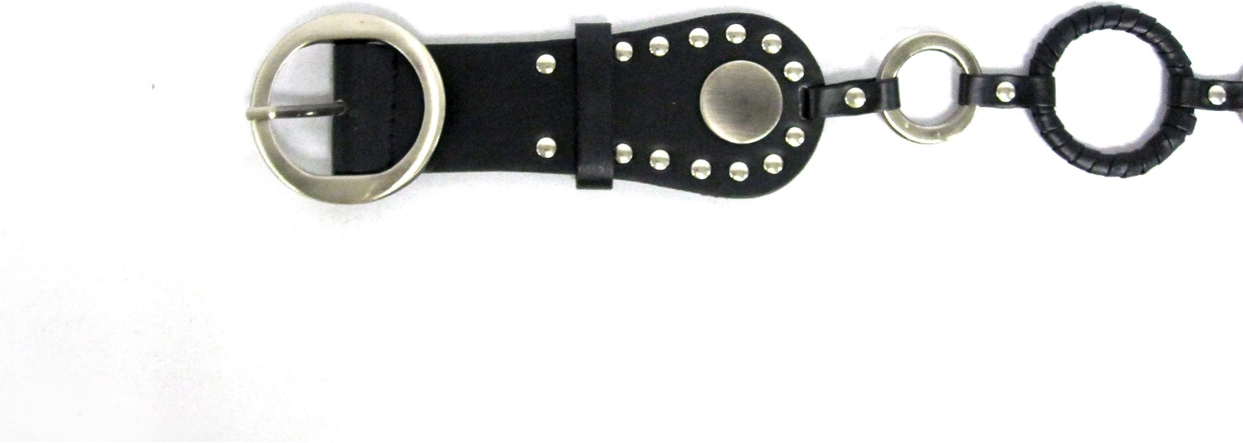 Women's Round Silver Buckle on Quality Studded Leather Strap with Round Metal.