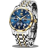 OLEVS Watches for Men,Luxury Big Face Mens Watch Stainless Steel Quartz Analog Dress Watches for Men Luminous Multifunction Chronograph Man Watch Relojes De Hombre