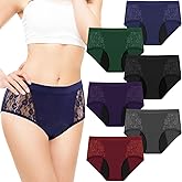 TUXIYA Incontinence Underwear for Women, Leak Proof Underwear for Women Washable & Reusable for Leakage Protective Panties(L, Pack of 6)