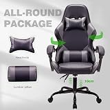 T-THREE Ergonomic High-Back Gaming Chair with Lumbar Headrest Gray view 7