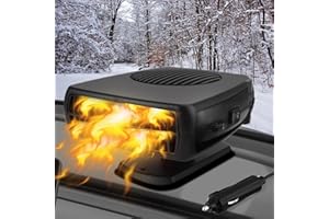 OUFFUN 【New】Portable Car Heater, 12V 200W Heater for Car, Auto Car Heaters, Car Windshield Defogger Defroster,2 in 1 Fast Heating & Cooling, Auto Ceramic Heater Fan 360 Degree Rotary Defroster Defogger
