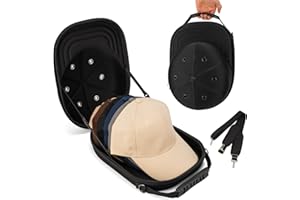 bipkonu Hat Travel Case, Hat Carrier Travel Case with Adjustable Shoulder Strap, Hat Organizer Baseball Caps Holder for 6 Baseball Caps, Perfect for Traveling & Home Storage, Small