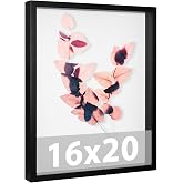Califortree Large 16x20 Shadow Box Frame with Soft Linen Back - Memory Display Case, Shatterproof Plexiglass, 12 Push Pins Included, Black
