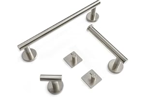 SAYONEYES 5 Pieces Brushed Nickel Bathroom Hardware Set Wall Mounted - Includes 16 Inch Towel Bar, Toilet Paper Holder, 3 Coat Towel Hooks – SUS304 Stainless Steel Bathroom Accessories Set