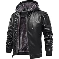 INVACHI Men's Leather Jacket Motorcycle Bomber Jacket with Fleece