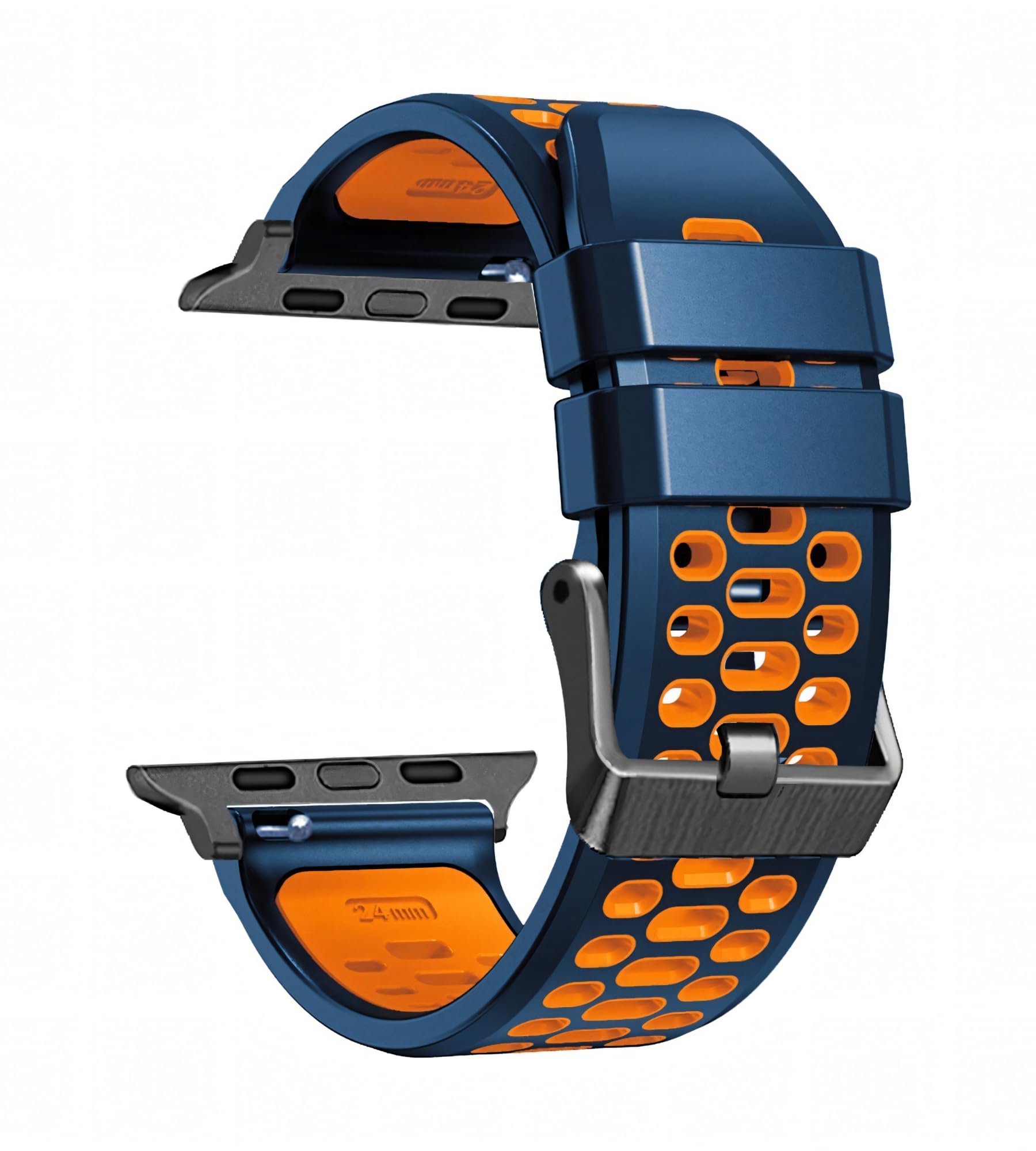 ANKANG Sport Band for Apple Watch Ultra 2 49mm 45mm 44mm 42mm Breathable Rubber Strap for iWatch SE 1 2 Series 4 5 6 7 8 9 for men women Blue_Orange