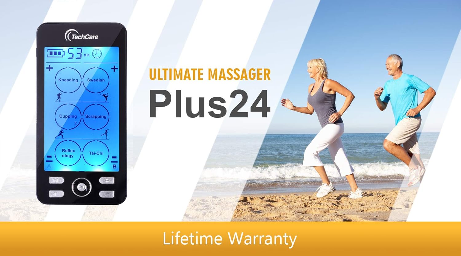 Tens Unit Plus 24 Rechargeable Electronic Pulse Massager Machine Multi Mode Device with All Accessories [New Model]: Health & Personal Care