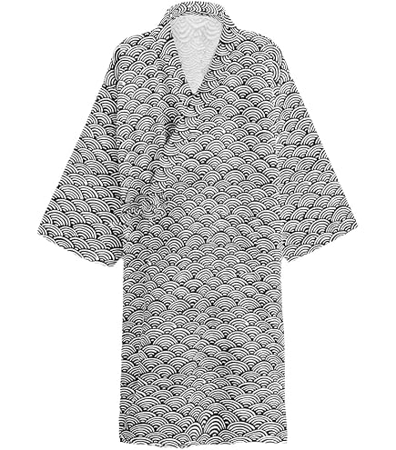 Japanese Women's Robe Cotton Dressing Gown Kimono Pajamas Nightgown[Crane A,Size M] at Amazon Women's Clothing store