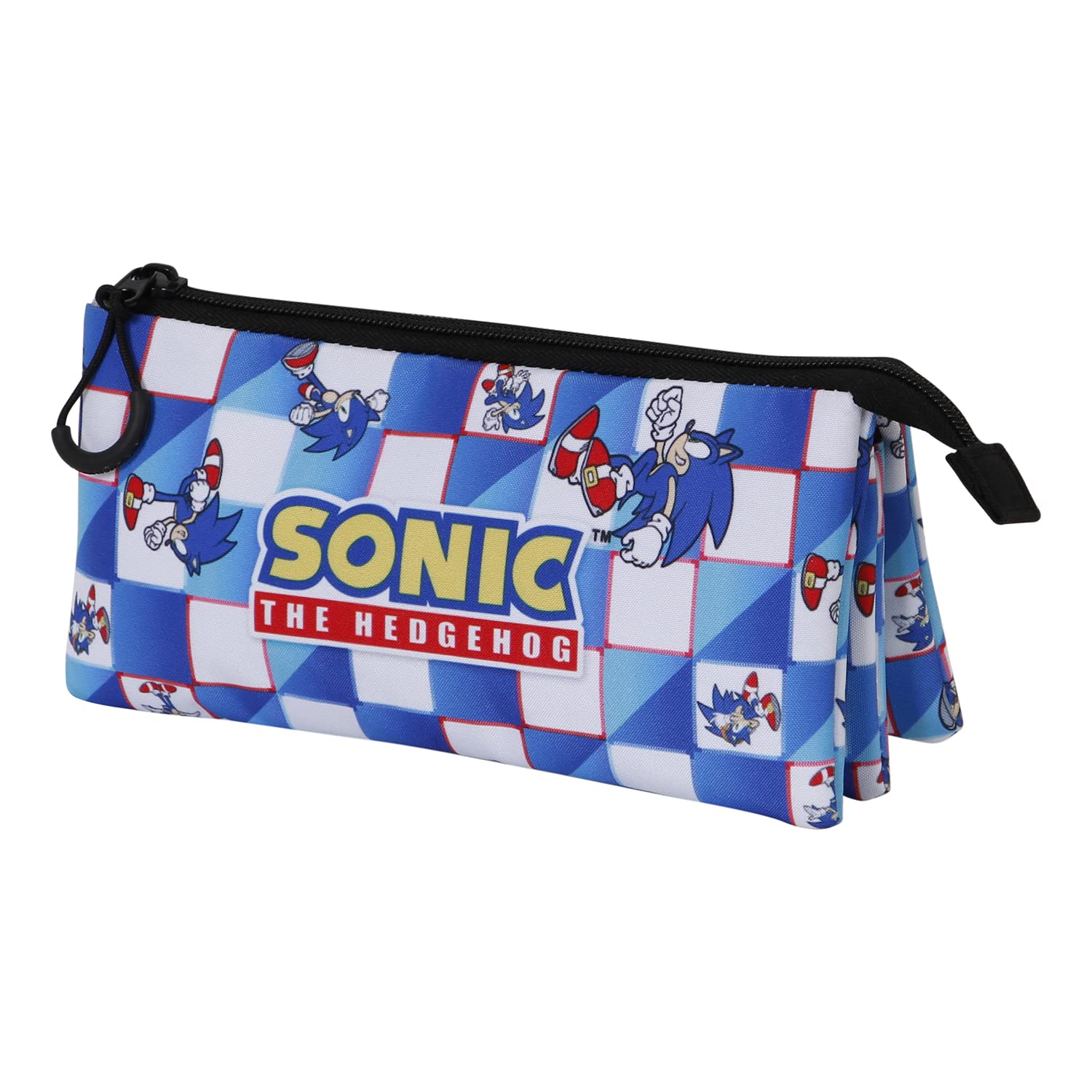 Sonic The Hedgehog - SEGA Sega-Sonic Blue Lay-FAN Triple Pencil Case 2.0, Blue, 23 x 11 cm