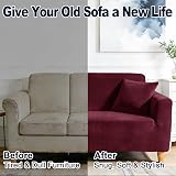 Yeahmart Thick Velvet Sofa Cover 1 Seater Red Premium Stretch Slipcover view 4