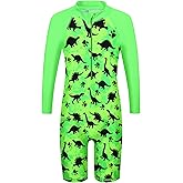 TFJH E Boys Long Sleeve Swimsuits Rash Guard Swimwear 50+ UV Zip One-Piece