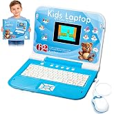 Happiegg Kids Laptop: Educational Toy with Color Screen for Kids Ages 5+ | 62 Activities for Alphabet, Words, Math, Games &amp; Music, Birthday &amp; Christmas Gifts for Boys and Girls Blue