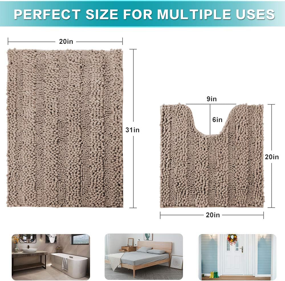Bathroom Rugs Bath Mat Set for Bathroom 2 Piece 20 x 20 U Shape Contour Bath Rug & 20 x 32 Bathroom Rug Mats Toilet Machine Wash Non Slip(Grey): Kitchen & Dining