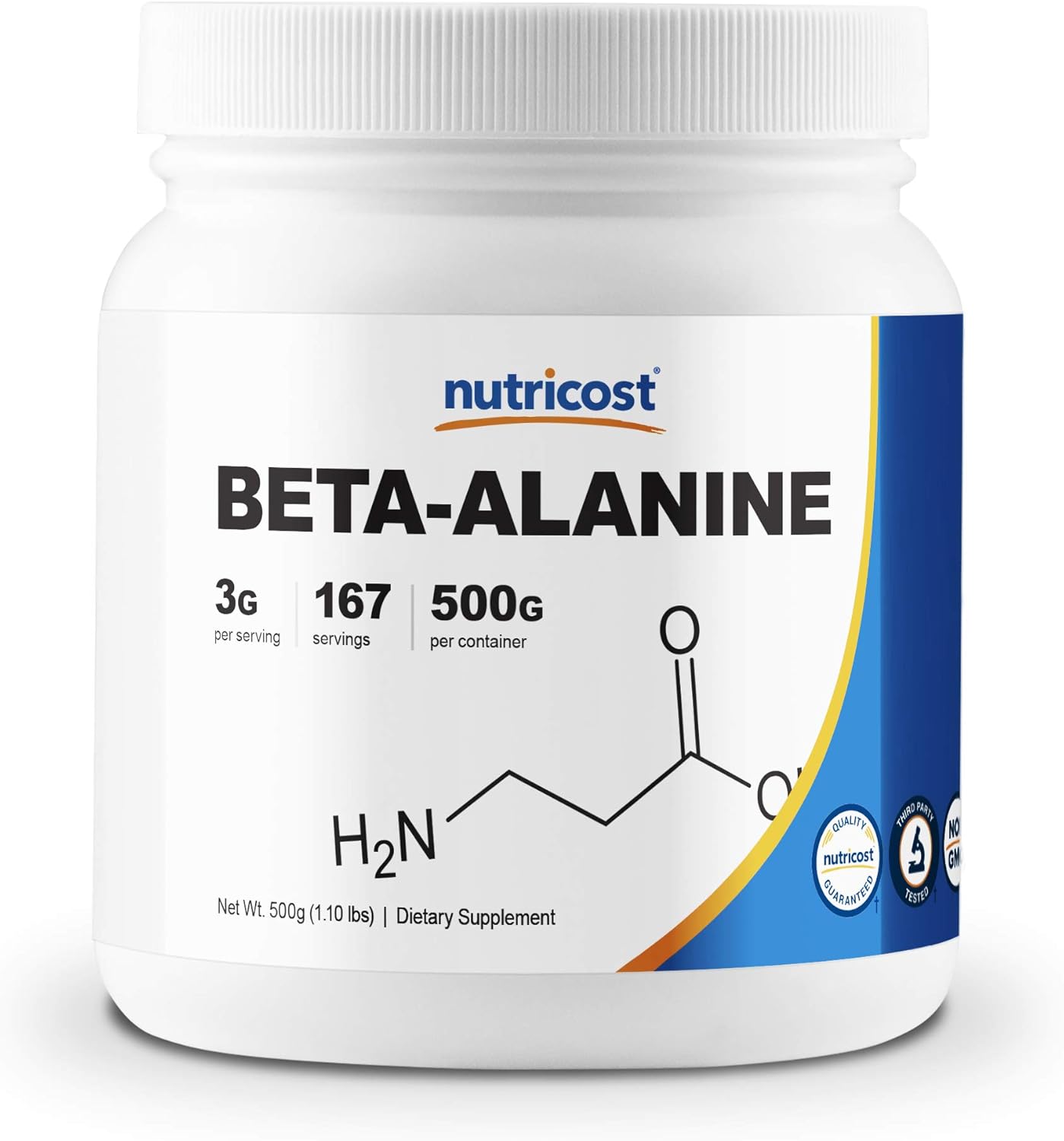 Nutricost Beta Alanine Powder 500 Grams (1.1lbs) - Pure Beta Alanine, Gluten Free & Non-GMO