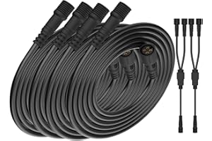 DOAUTO 4PCs 7FT/84 4-Prong Socket Underglow Wheel Rock Rim LED Light Extension Cable Wire with Male & Female Plug, 2PCs Y-Splitter Cord Waterproof Suitable for RGB RGBW RGBW Multi-Color Chasings