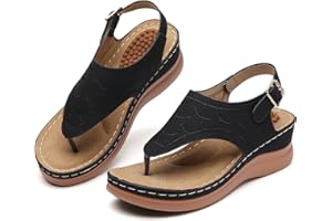 Tilocow Sandals for Women High Arch Support Flip Flops Wedge Sandals Comfortable Beach Shoes Dressy Summer Casual Sandals