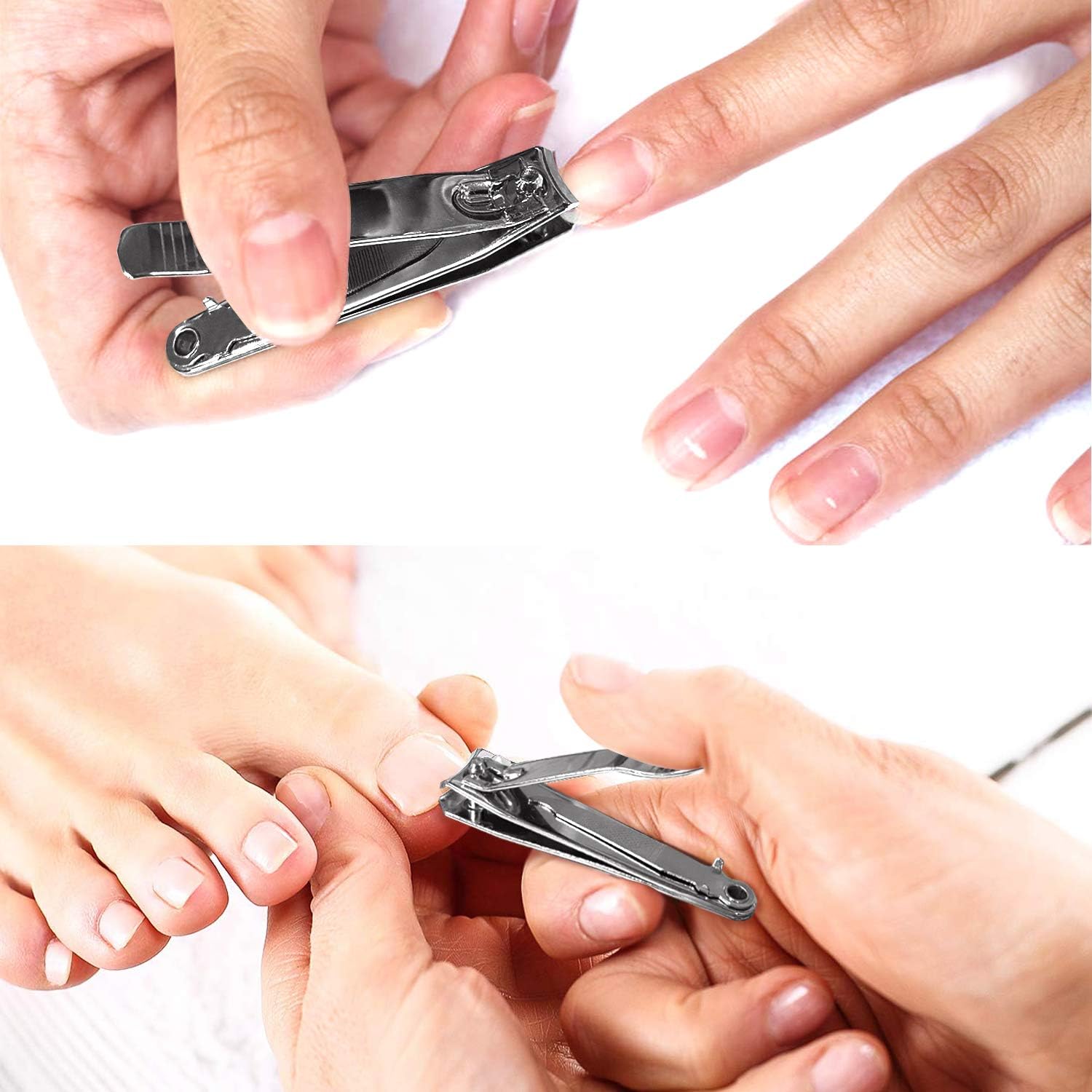 Svipear Nail Clippers with Nail File, No Splash Fingernail Toenail Clippers Nail Cutter Set, Silver Stainless Steel, Good Gift for Women and Men (1 Pieces): Health & Personal Care