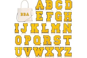 BFUEE Letter Patch Iron on,Chenille Iron on Varsity Letter Patch,26Pcs Chenille Varsity Alphabet A-Z Patch Patches for Jackets,DIY Supplies Yellow
