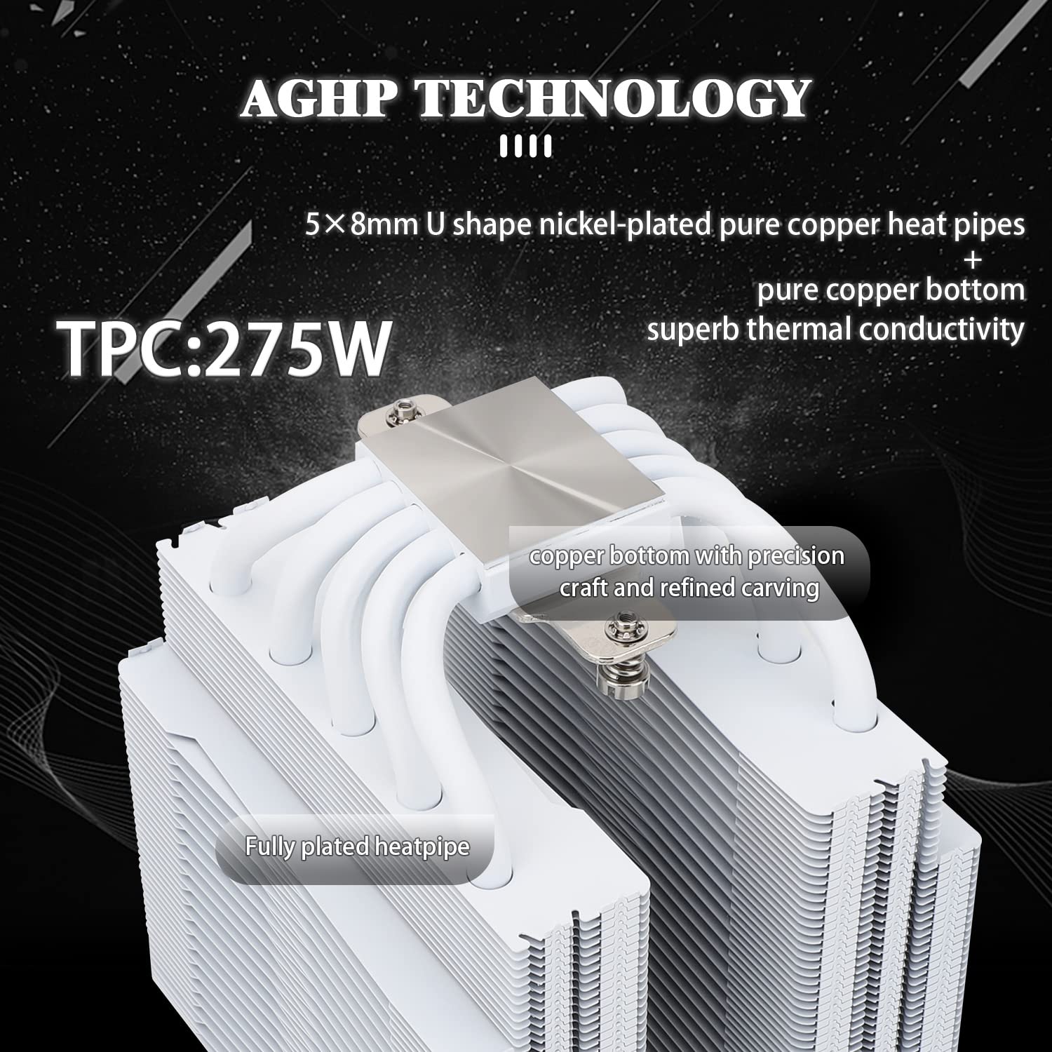 Thermalright FC140 White CPU Cooler Dual Towers and Dual Fan, 5 * 8mm Heat Pipes, 4Pin PWM Fan with S-FDB Bearing, for AMD AM4/AM5 Intel 1150/1151/1200/2011/2066/1700