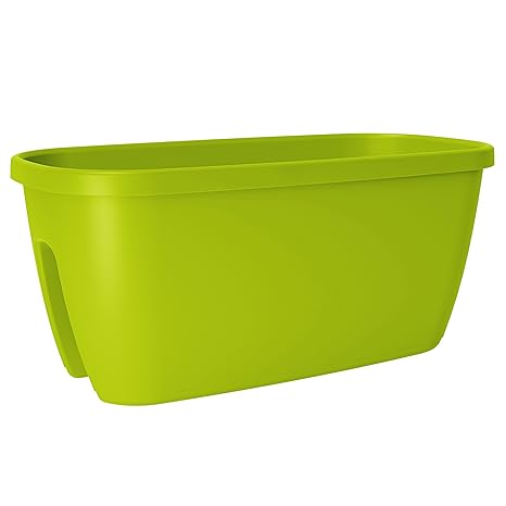 Emsa Geländertopf für den Balkon, 21 Liter, Selbstbewässerungssystem, Grün, City, 515390