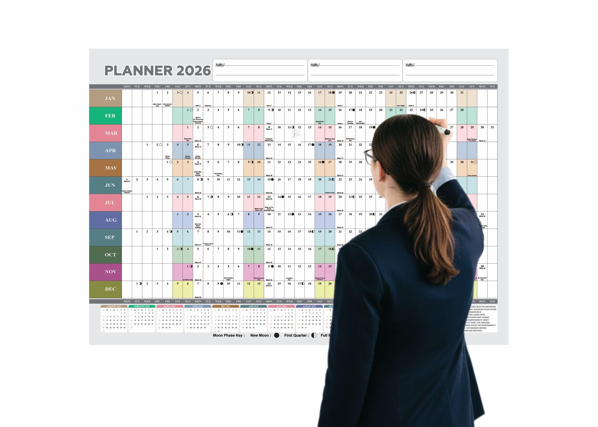 2026 Year Wall Planner A1 Wall Calendar Large Jan to Dec Yearly Planner Full Year Planning Chart Academic Annual Poster for Student Family School Office Work Study 59.4x84.1cm(Folded)(1pc)(Multi)