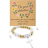 Mwphuy Baptism Bracelet Christian Religious Inspirational Gifts for Women Baptism Gifts for Daughter Granddaughter Sister Friend Niece Christian Bracelet Religious Christening Confirmation Gift