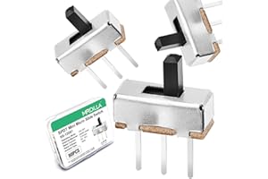 MRDILLA 80 Pcs SPDT Micro Slide Switch 3 Pin 2 Position,Small 3mm Vertical Toggle Switch 1P2T,Silver Mini On-Off Switch Available for Electronic Projects, Arduino Switches