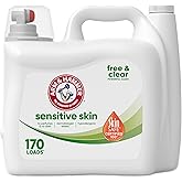 ARM &amp; HAMMER Sensitive Skin Free &amp; Clear Liquid Laundry Detergent | Hypoallergenic, Dye Free, Dermatologist Tested, 170 Loads, 170 fl oz