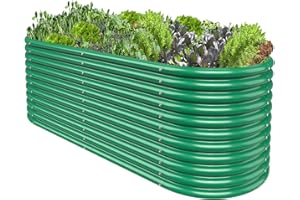 BTDVR 8FT(L)×3FT(W)×2.7FT(H) Raised Garden Bed Outdoor for Vegetable, Adjustable Clearance Raised Garden Beds for Flower, Garden Planter Box for Herb, Fruit-Dark Green