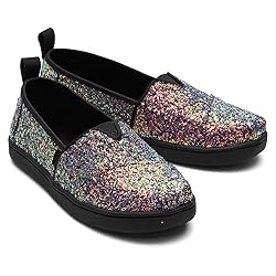 TOMS Girls Alpargata Loafer Flat, Black Chunky