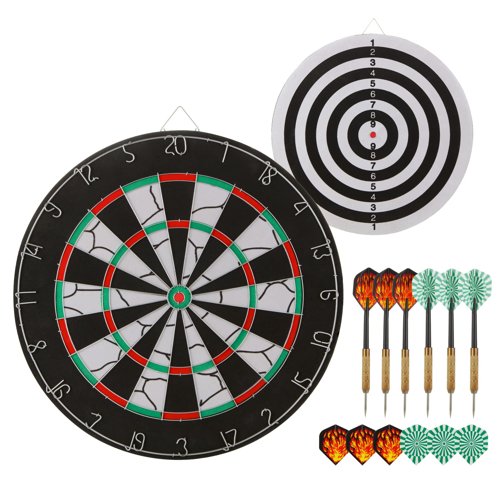 Aselected Dart Board Steel Dartboard set, 18 Inch Double Sided Dart Board, Includes 6 Steel Tip Darts Professional Dartboard