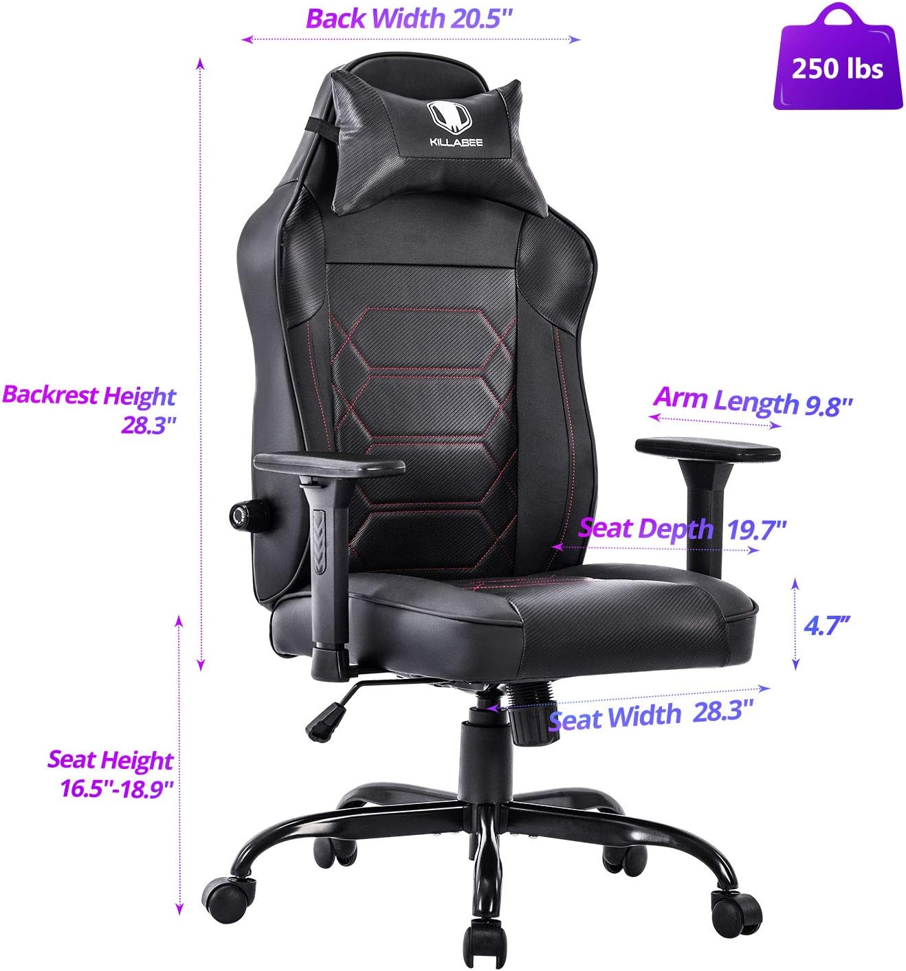 Home Office Furniture Killabee Ergonomic Gaming Chair Racing Design Office Chair Desk Chairs Adjustable Height And Tilt Lock With Headrest Built In Lumbar Support Chairs Stools Uni Tankers Dk