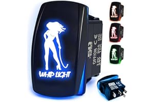50 Caliber Racing Rocker Switch ON/Off LED Backlit Blue Whip Light UTV, Auto, Boat 20A 12V (5359B2 Blue)
