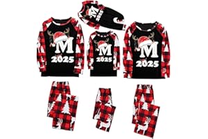 Matching Family Christmas Pajamas Sets 2025 A-Z Letter Alphabet 26 Initials Holiday Xmas Pjs Jammies Cute Sleepwear